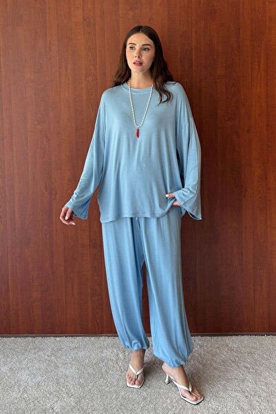 Ceylan Otantik Ice Blue Ring Viscose Shalwar Trousers