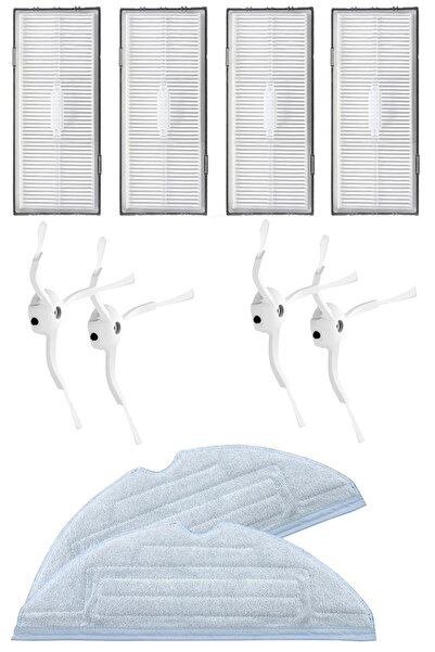 Rovexa Roborock S7 Max Ultra Compatible 4 Hepa Filters 4 White Side Brushes 2...