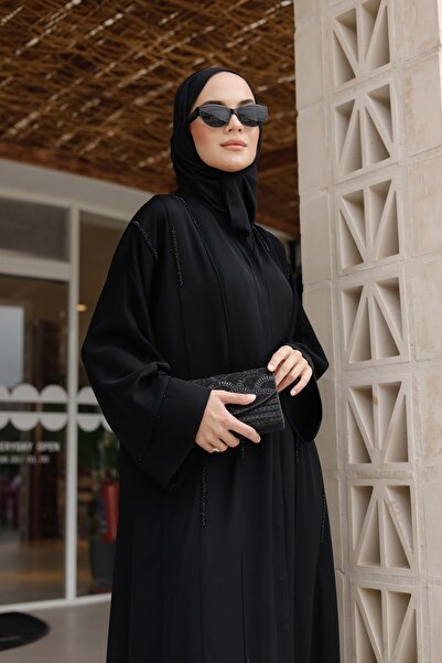 arga prive Dubai Silk Hand Embroidered Abaya Rose