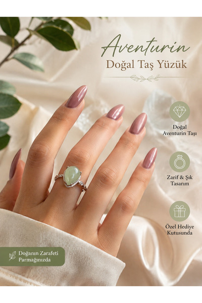 The Magıc of Healıng Aventurine Natural Stone Elegant Women's Ring