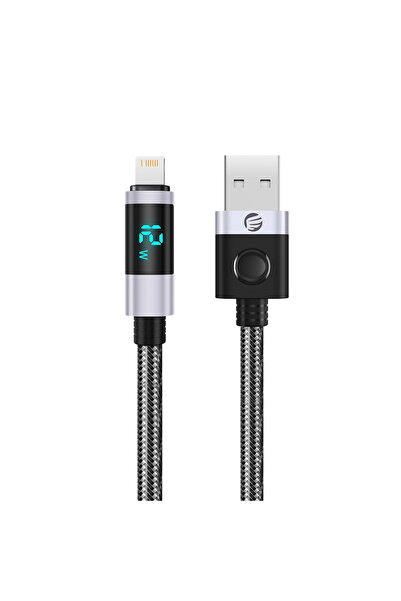 Orico Cablu LDA2L USB-A la Lightning, 12W, 480Mbps, Afișaj LED, 0,5m, Negru/A...
