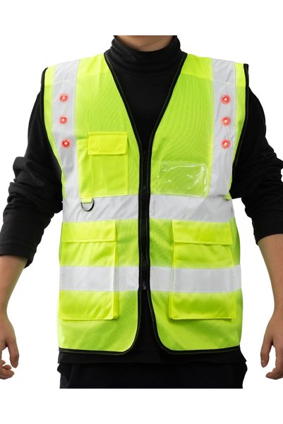 Navaris LED Vest With Pockets - Ανακλαστικό LED Γιλέκο Ασφαλείας / Εργασίας μ...