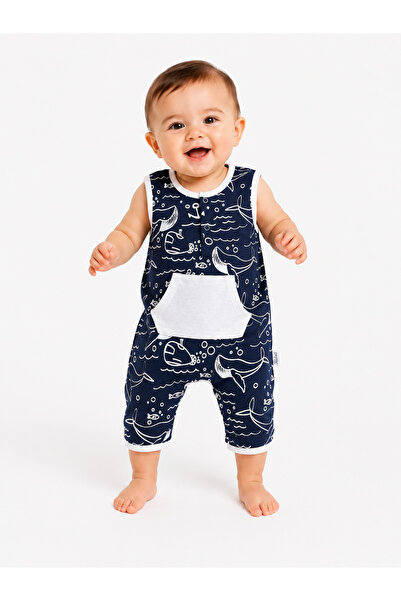 Chicsy Baby Sweet Ocean Patterned Baby Boy Summer Sleeveless Jumpsuit