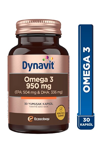 Dynavit Omega 3 950 mg 30 Yumuşak Kapsül - Yüksek EPA & DHA -1400mg Balık Yağ...