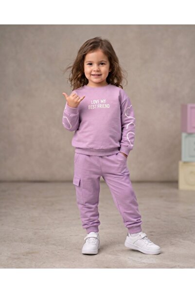 Egelite Girl's Seasonal 2-Strand Heart Printed Top and Bottom Tracksuit Set f...