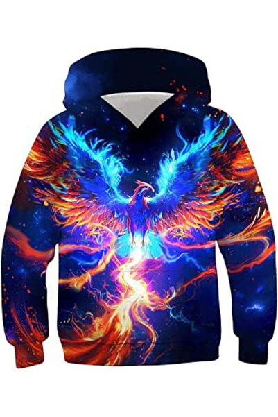 OEM Hanorac larg pentru copii, cu mâneci lungi, albastru, cu imprimeu Phoenix...