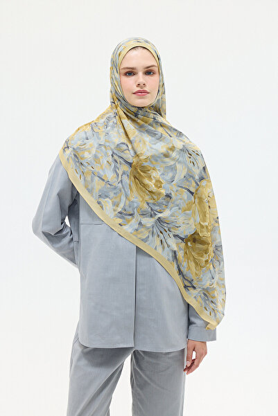 cs camellia scarf Elora Rami Shawl - Yellow-Grey