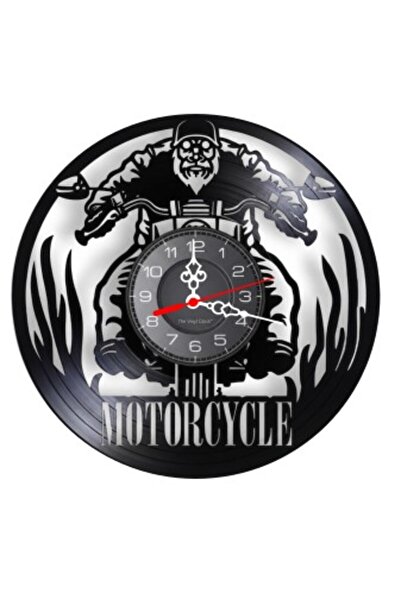 OEM Ceas de perete decorativ din disc de vinil, Model Motociclist, Motociclet...