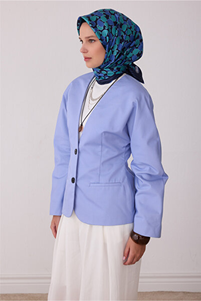 Belli Eșarfă din mătase twill 100% cu model etnic bleumarin 4422-82