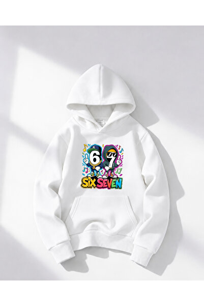 haha Oversize Hooded Six Seven Printed Sweatshirt for Boys