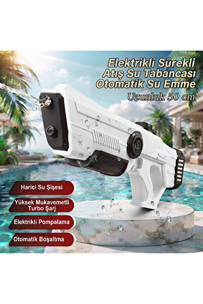 Numaca Oyuncak Su Tüfeği Büyük Boy Otomatik Su Alma Elektrikli Şarjlı Su Taba...