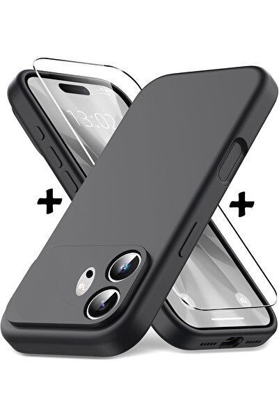 m.tk moveteck Honor 600 Uyumlu Kılıf Kamera Korumalı Yumuşak Renkli Mat Silikon + 9H Ekran Koruyucu Cam 2in1 Set