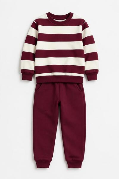 Perendi Boys' Striped Sweatshirt and Jogger Bottom Set