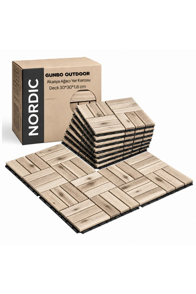 NORDIC Akasya Parke Masif geçmeli Karo Deck yağsız Naturel Ahşap yer döşemesi