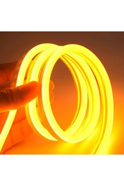 NEON Esnek Şerit LED 10 Metre Amber Renk + 220 volt Fiş Tak Çalıştır