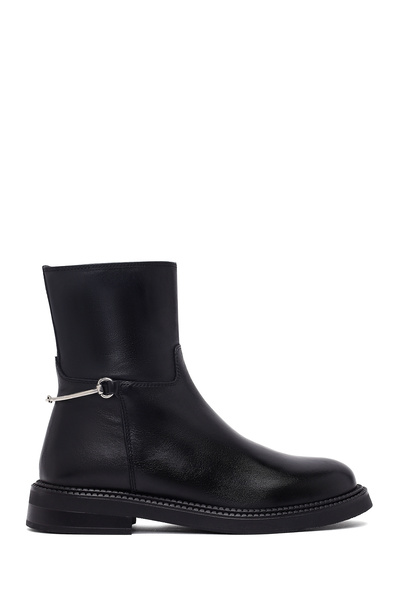 Derimod Women's Black Zippered Leather Boots Wf450011Dv