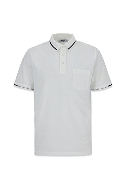 Kiğılı Polo Collar Regular Fit Ribbed Detailed Embroidered Pocket T-Shirt