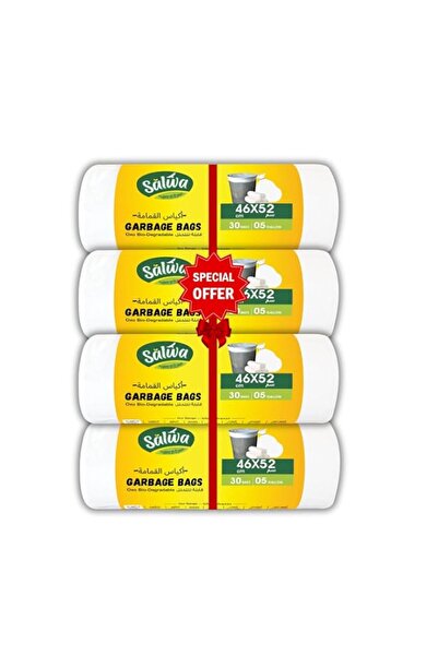 Generic Brand Salwa White Garbage Bags, 5 Gallon Size 46x52cm, Pack of 4 (120...