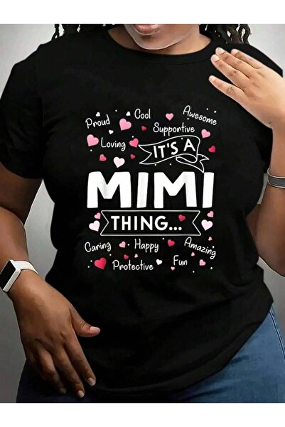 k222 تي شيرت بطباعة جرافيكية باللون الأسود من It's A Mimi Thing Awesome Lovin...