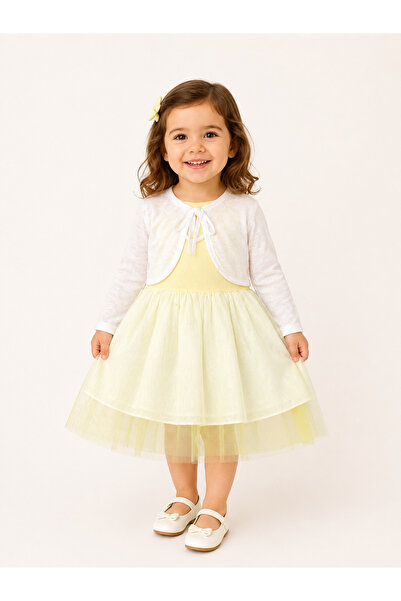 markam pink Kız Çocuk Tül Etekli Bolerolu Elbise Takım 2 Lİ
