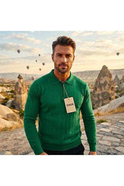 zs zaos fashion Men's Long-Sleeved Seasonal Regular Fit Polywool Basic Knitwe...
