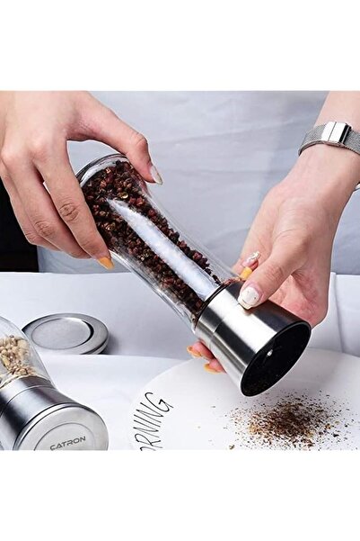 Generic CATRON Stainless Steel Spice Grinder Glass, Steel Squeeze Pepper Mill...