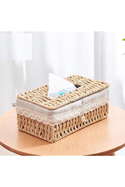 Generic LINGWEI Handwoven Rattan Tissue Box Cover Holder | Stylish Tissue Cas...