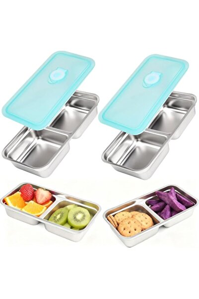 Generic Food Containers Stainless Steel Snack Containers, 2 Pack Grab and Go ...