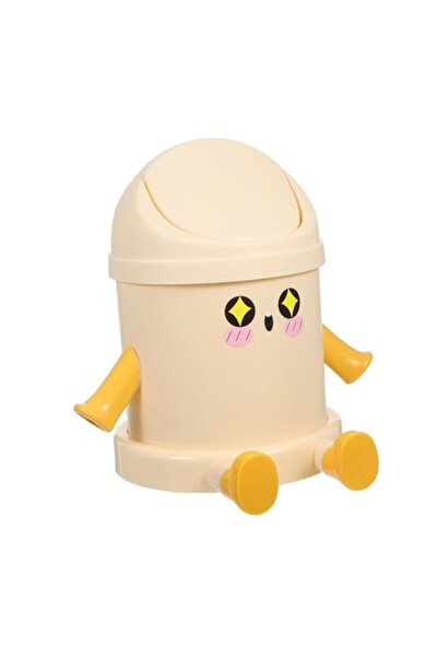 Generic Brand Tazweeq Mini Desktop Trash Can with Swing Lid, Compact Plastic ...
