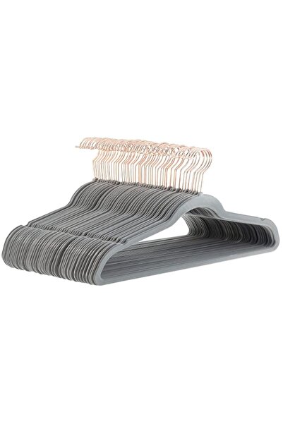 Generic Basics Slim, Velvet Non-Slip Suit Clothes Hangers, 50-Pack, Grey/Rose...