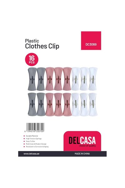 Generic Delcasa Plastic Cloth Clips 16-Pieces Set, 23 cm x13 cm x 4 cm Size, ...