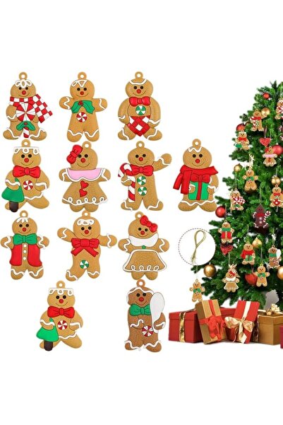 Generic 12 Pcs Gingerbread Man Ornaments for Christmas Tree, 3 Inch Tall Ging...