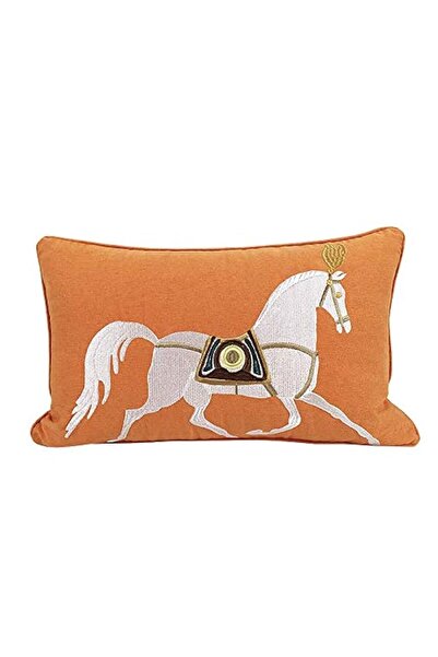 Generic Brand Croker Horse 12x20'' inches Orange Embroidered Horse Throw Pill...