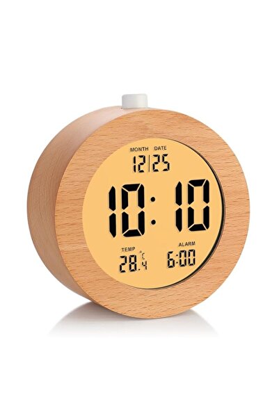 Generic Brand Wooden Digital Alarm Clock, Battery Operated Clock with Night L...