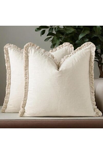 Generic Brand Decorative Linen Throw Pillow Covers, 45x45 cm, Set of 2, with ...