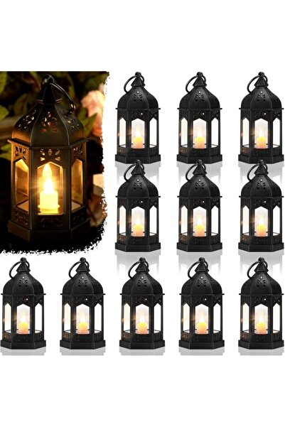 Generic Cunhill 12 Pieces Mini Lanterns with Flickering Led Candle, Batteries...