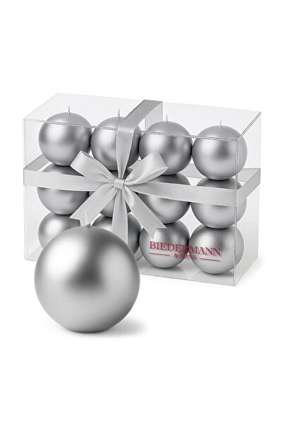 Generic Brand Biedermann & Sons Metallic Ball Candles, Box of 12, Silver, 1.5...
