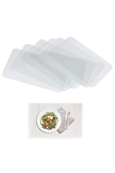 Generic HASTHIP® 6Pcs Clear Place Mats, PP Transparent Frosted Placemats 43x2...