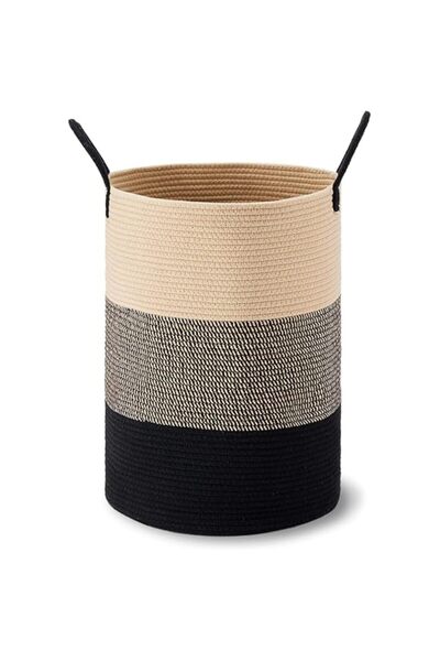 Generic Large Woven Rope Laundry Hamper, Tall Storage Basket for Blankets, Di...
