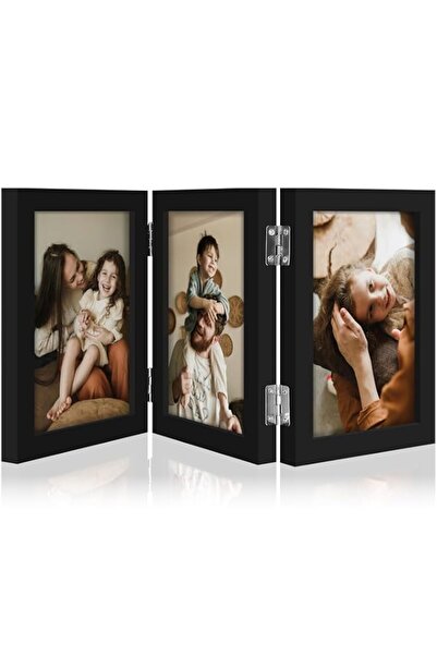 Generic Brand Triple 4x6 Vertical Picture Frame – Trifold Engineered Wood Pho...