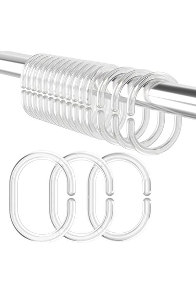 Generic 24pcs Clear Plastic Shower Curtain Rings, Bathroom Curtain Hooks for ...