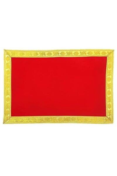 Generic Velvet Pooja Aasan Cloth Red Color 49.5cmx34cm Approx