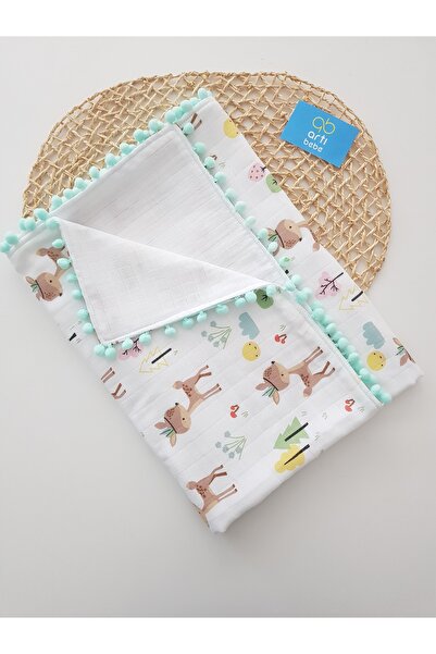 artıbebe Deer Patterned Double-Layer Muslin Blanket | 100% Cotton Muslin Clot...