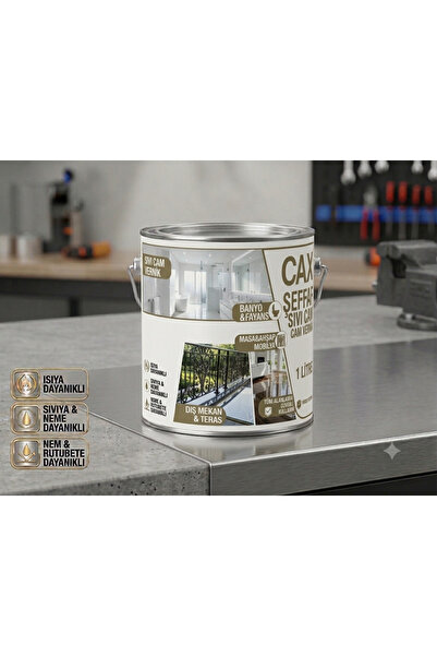 caxcolors CAX Şeffaf Sıvı Cam Vernik 1 Lt - Fayans Lavabo Tezgah Su Yalıtım V...