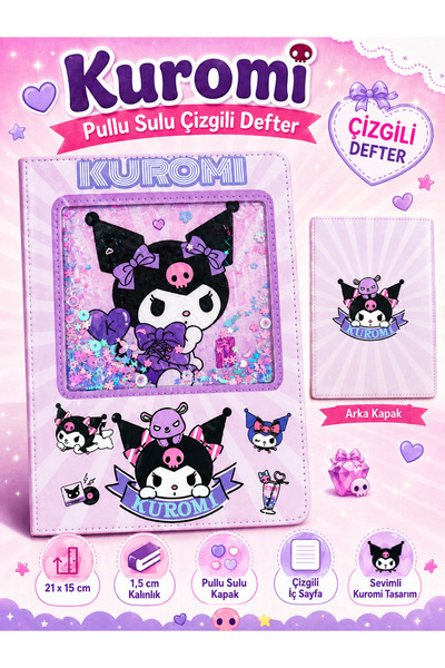 kruxon Kawaii Designed Sequined Watercolor Striped Notebookkuromi