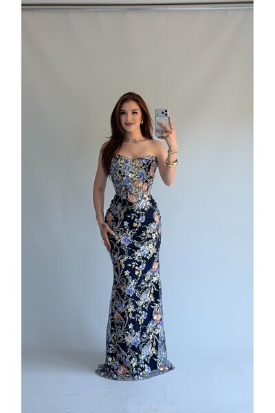 ayşenur Dinçer butik Nocturella Özel Dikim Abiye Lacivert