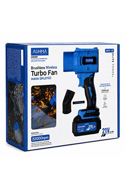 auhma Şarjlı Büyük Turbo Fan Hava Üfleyici Sarı - 21V Kömürsüz Motor - 32.000...