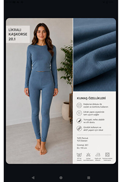 KADIN 20/1 LYC KAŞKORSE UZUN KOLLU CROP TAYTLI TAKIM