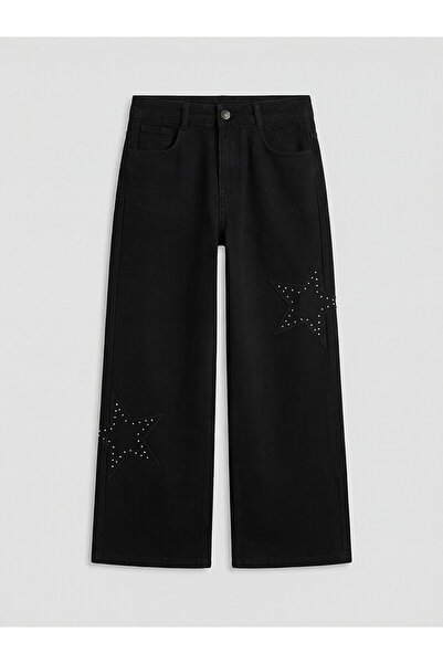LC Waikiki Two Mt Shop Quality Wideleg Stoned Girls' Gabardine Pants