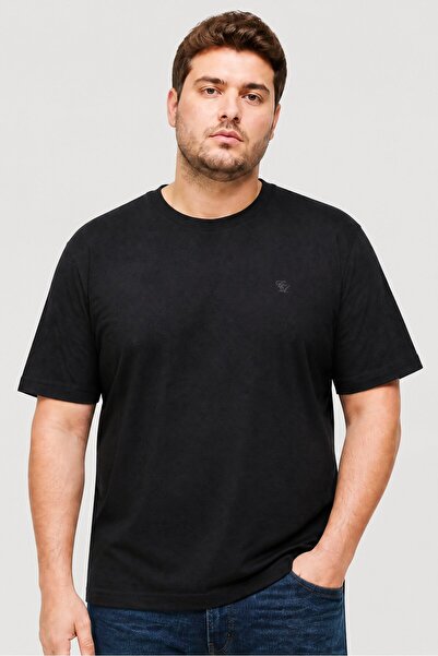 English Laundry Men Crew Neck Short Sleeve Textured T-Shirt, Black